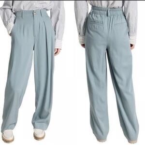 Madewell size 2 Neale straight leg flowy high rise pants blue green office wear